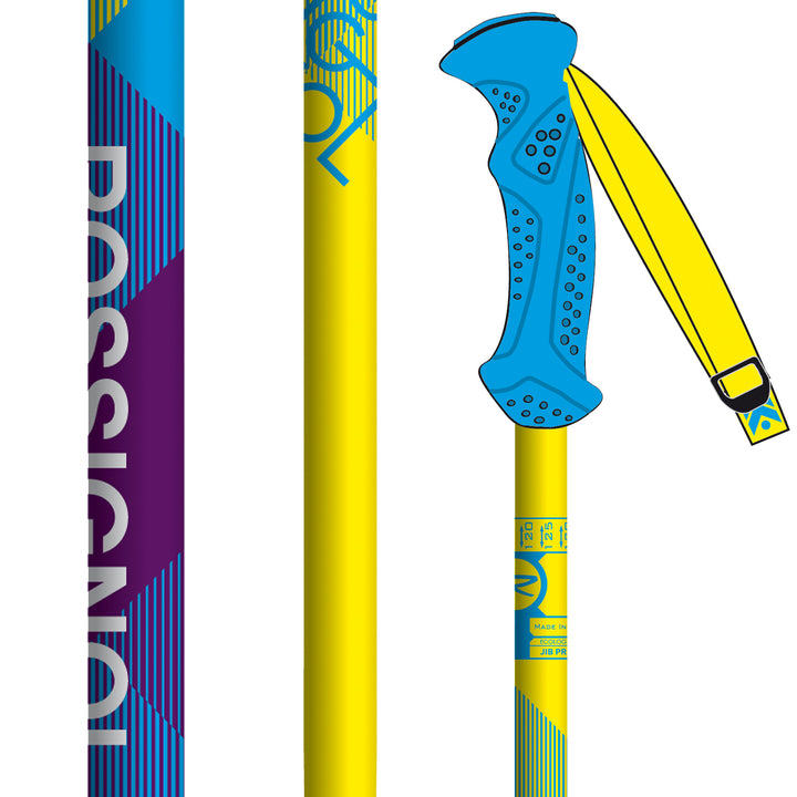 Rossignol Jib Pro Jr - Youth Ski Poles 2013 Yellow/Blue Front View