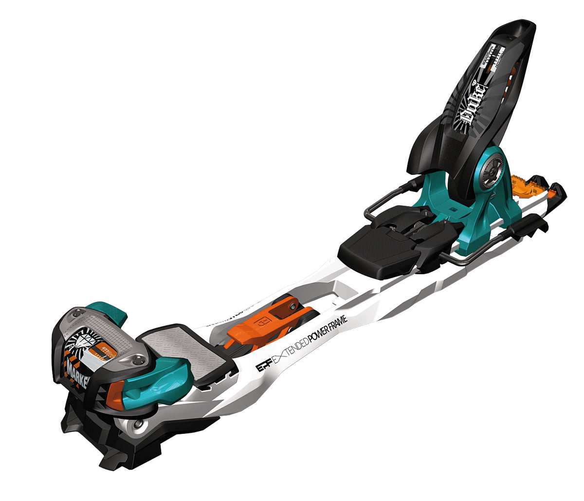 Marker Duke EPF Large Ski Bindings 2014 White/Black/Orange/Teal Front View
