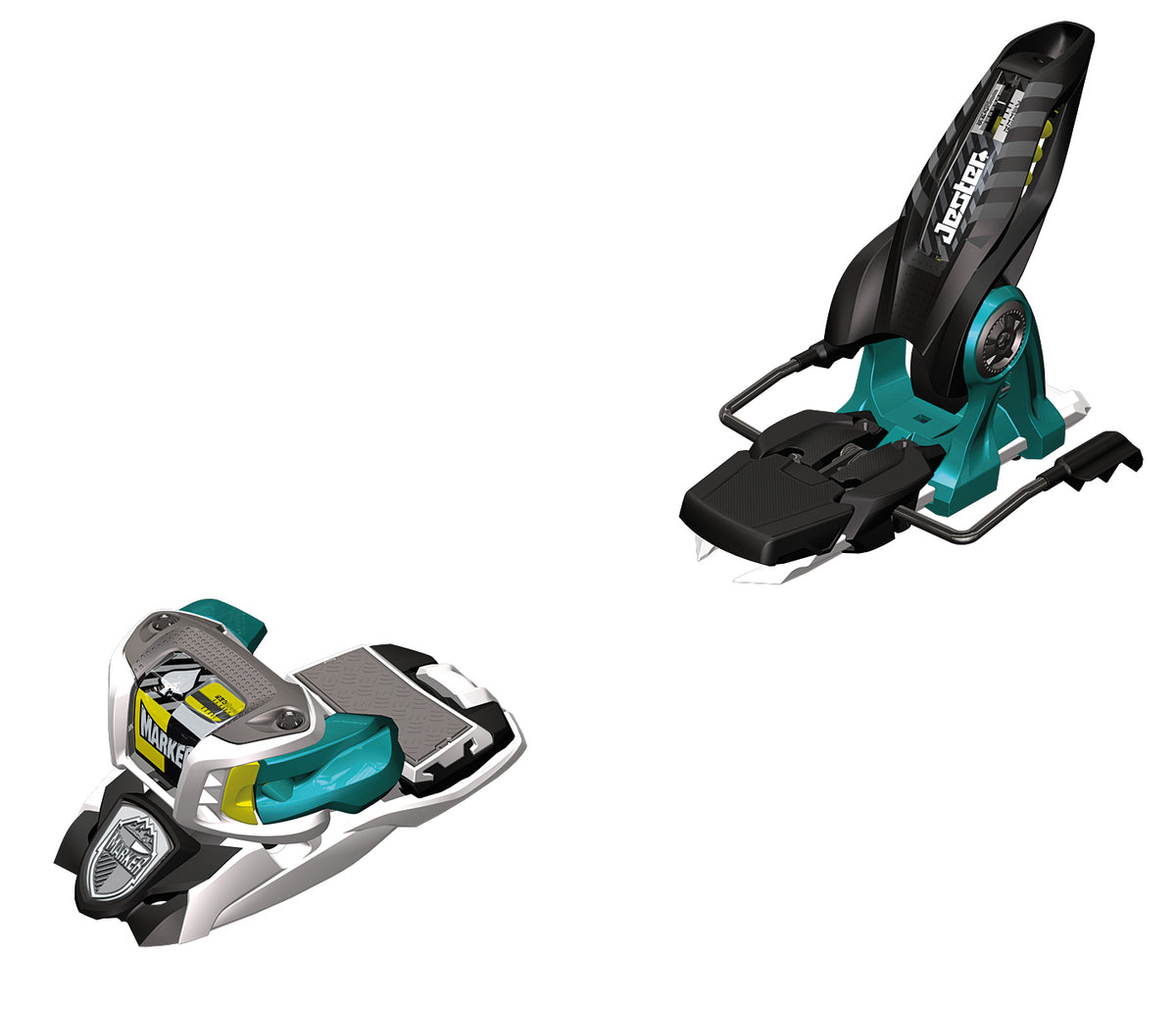 Marker Jester Ski Bindings (110mm Brakes) 2013 White/Black/Teal Front View