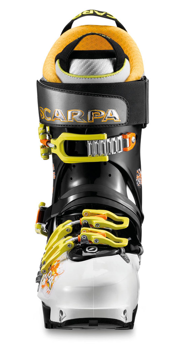 Scarpa Maestrale RS Alpine Touring Ski Boots 2014 White/Black/Yellow Front View