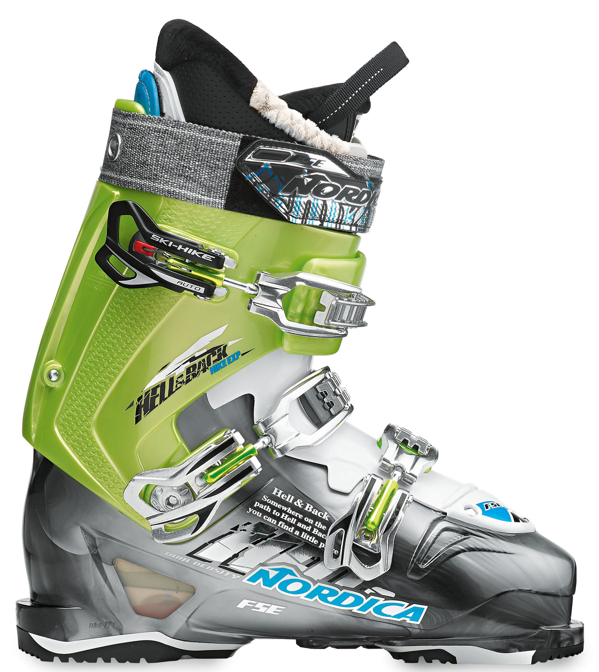 Nordica Hell & Back Hike EXP Ski Boots 2013 Anthracite/Acid Green Side View