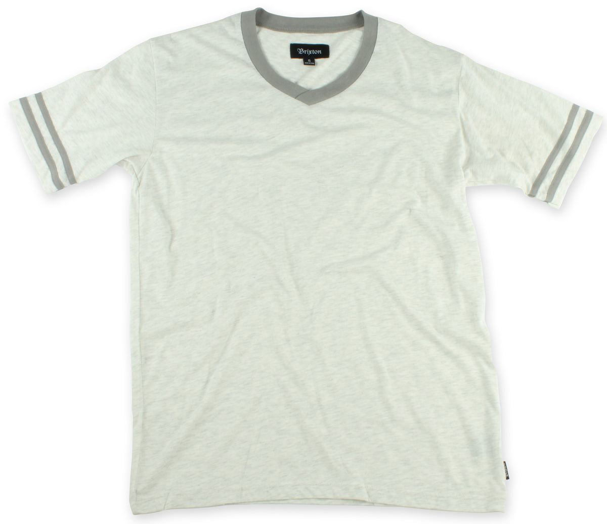 Brixton League V Neck T Shirt Ash/Grey Front View
