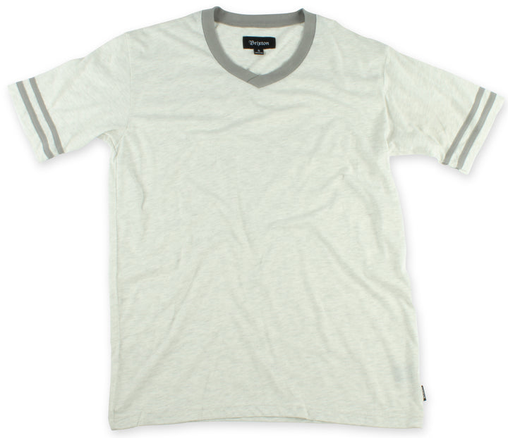 Brixton League V Neck T Shirt Ash/Grey Front View