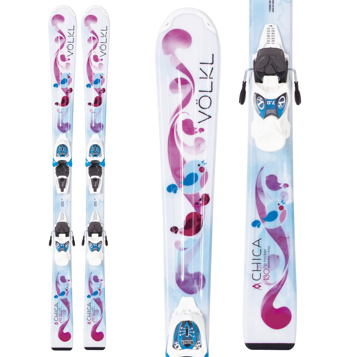 Volkl Chica Jr Skis + 3Motion 7.0 Essenza Bindings - Girls 2013