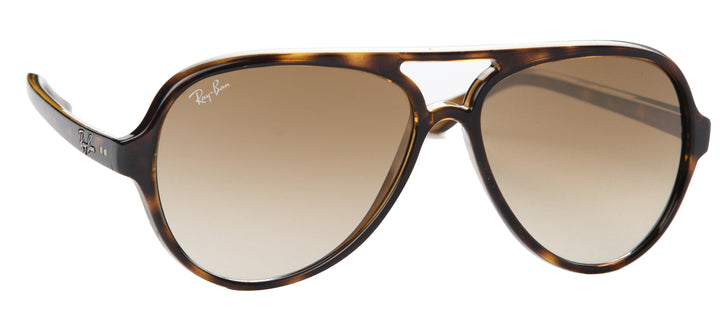 Ray Ban RB 4125 Cats 5000 Sunglasses Light Havana/Clear Gradient Brown High Back View