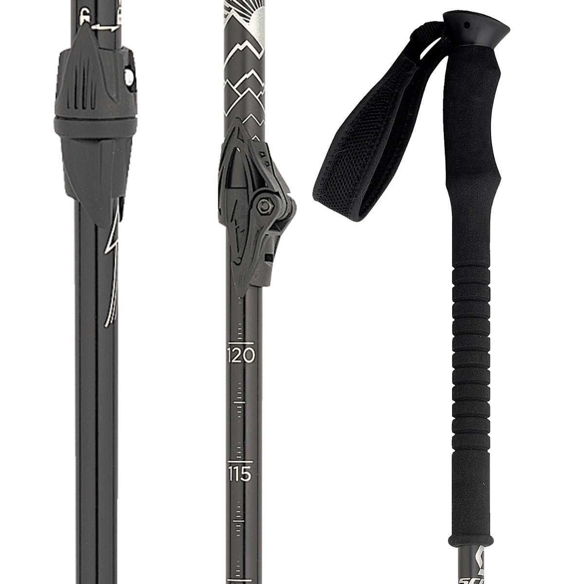 Scott X Plor 3-Part 16 Adjustable Ski Poles 2013 Black Detail 1 View