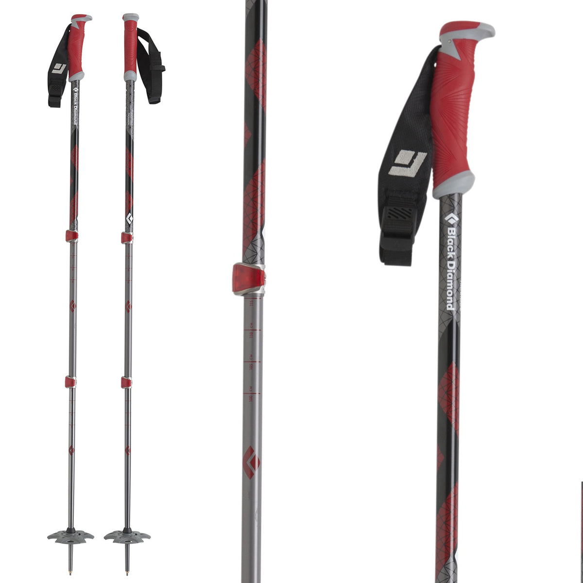 Black Diamond Expedition Adjustable Ski Poles 2013 Chili Pepper Front View