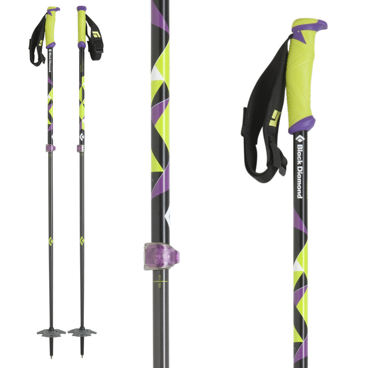 Black Diamond Carbon Probe Adjustable Ski Poles 2013 Green Flash Front View