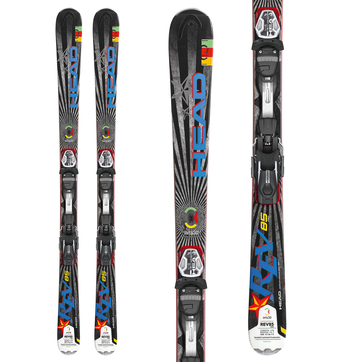 Head REV 85 Pro Skis + PRD 12 Wide 88 Bindings 2013 Front View