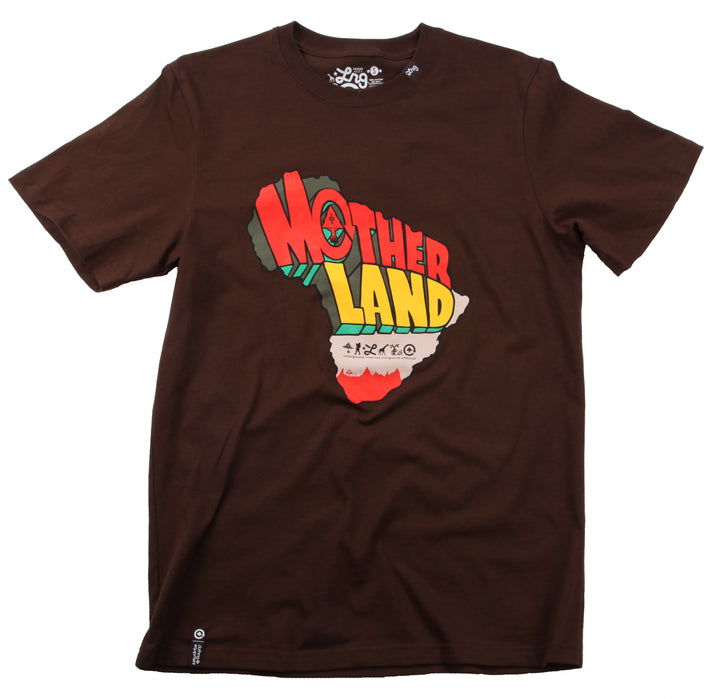 LRG Motherland Map T Shirt Dark Chocolate Front View