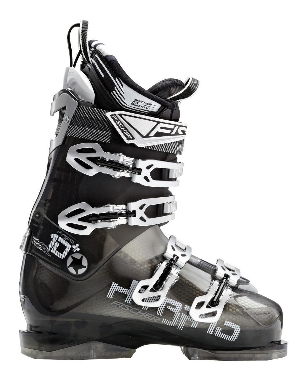 Fischer Hybrid 10 Plus Ski Boots 2013 Black Transparent/White Transparent Front View