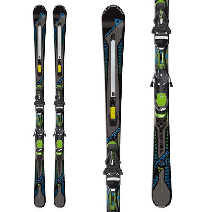Fischer Hybrid 7.0 Skis + RSX Z12 Powerrail Bindings 2013 Front View