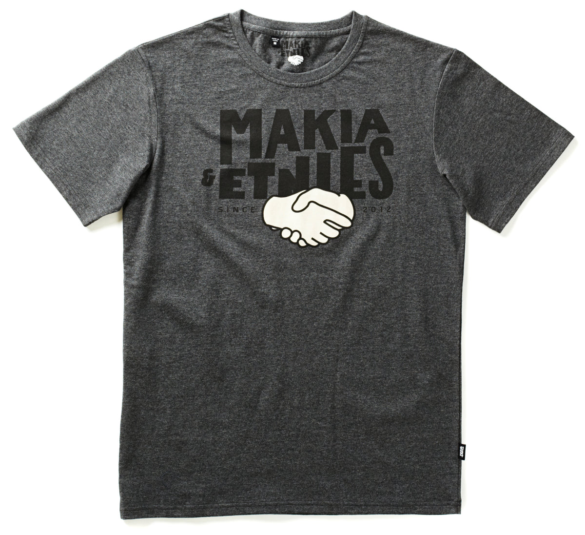 Makia & Etnies T Shirt Dark Grey Melange Front View