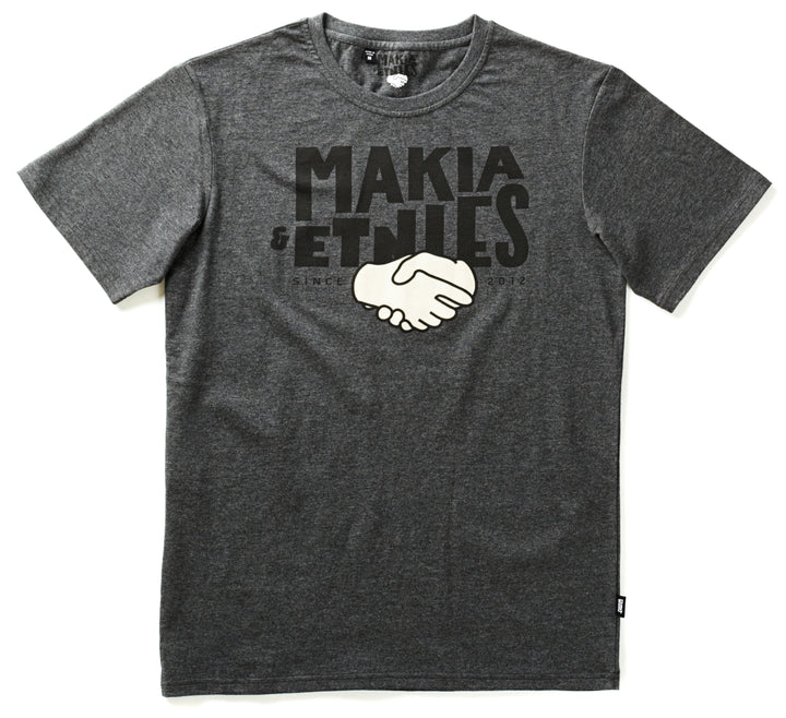 Makia & Etnies T Shirt Dark Grey Melange Front View