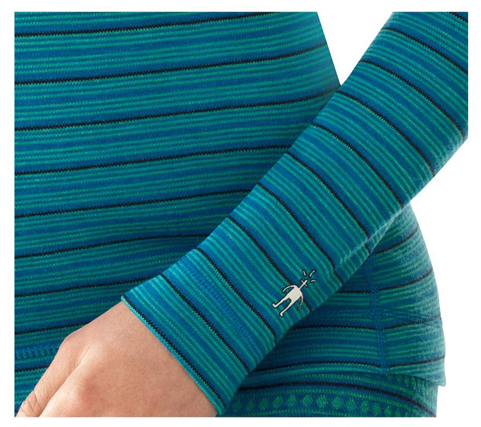 Smartwool Midweight Pattern Crew Neck Baselayer Top - Women's Arctic Blue Heather Detail 1 View