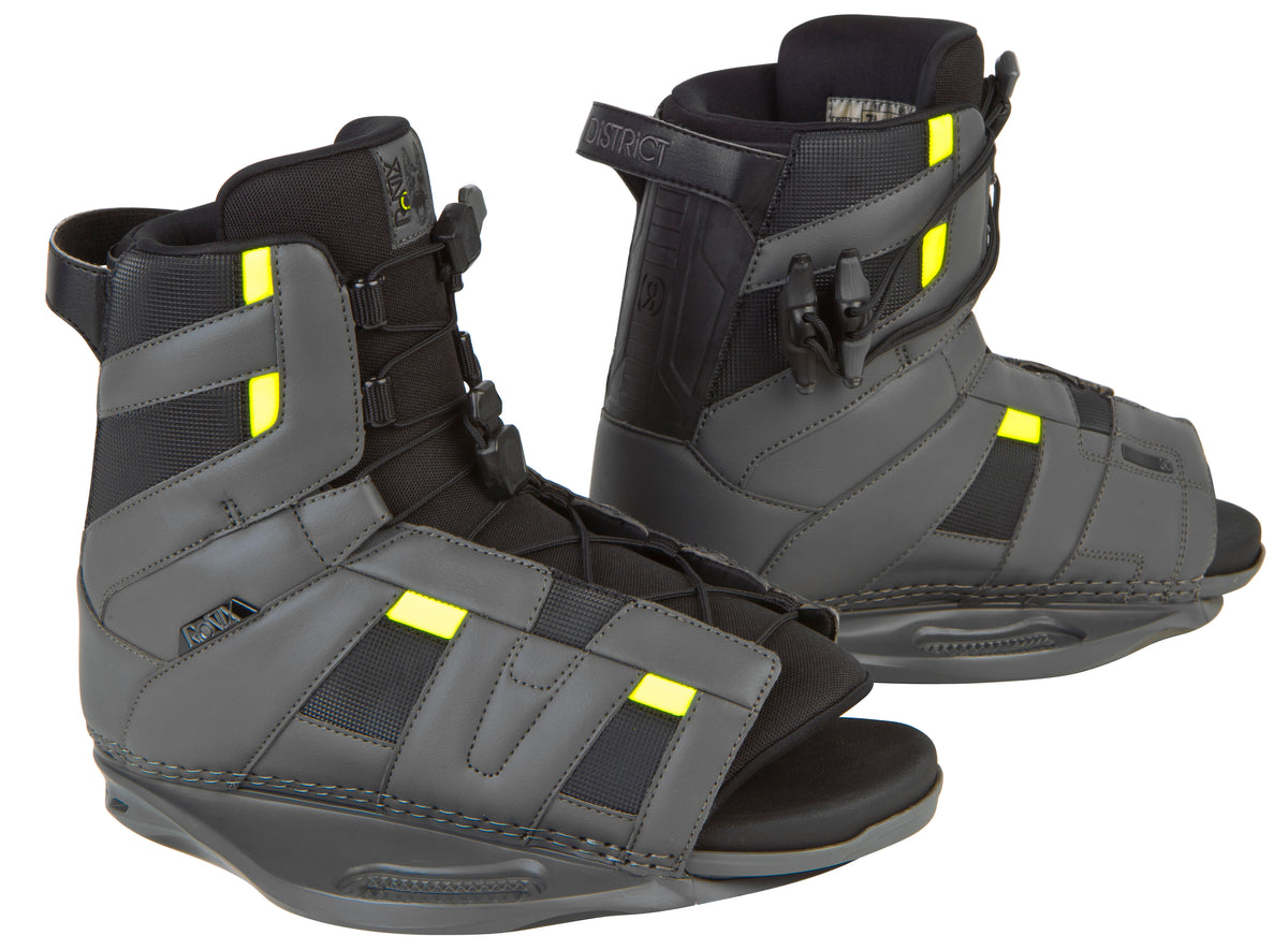 Ronix District Wakeboard Bindings 2013 Slate/GP Yellow Front View