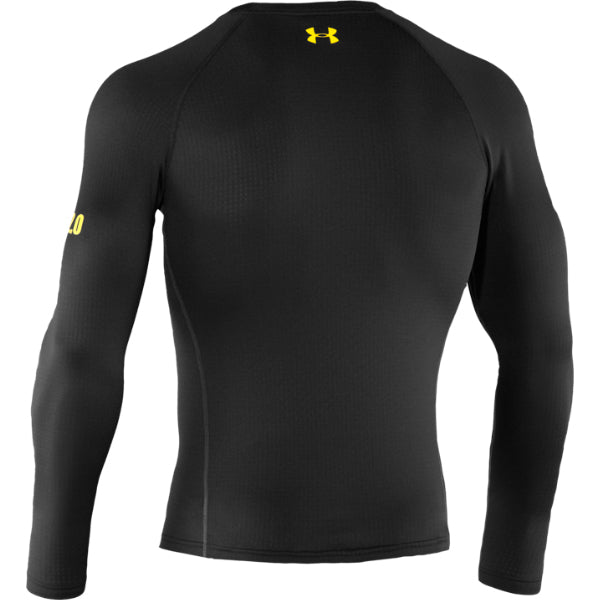 Under Armour Base 2.0 Crew Shirt Black/School Bus Back View