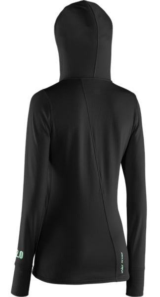 Under Armour UA Base 2.0 Baselayer Hoodie - Women's Black/Mermaid Back View