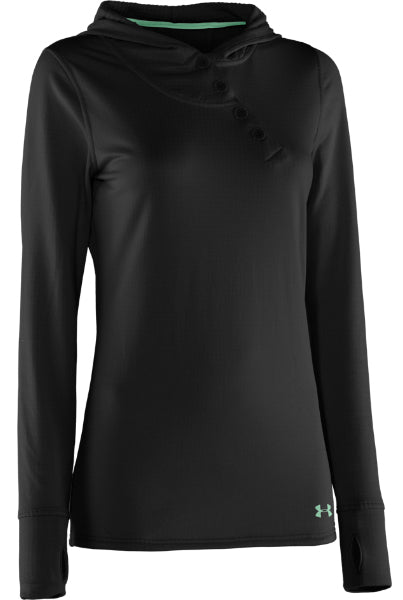 Under Armour UA Base 2.0 Baselayer Hoodie - Women's Black/Mermaid Front View