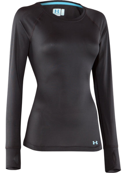 Under Armour UA Base 1.0 Crew Top - Women's Black/Cortez Front View