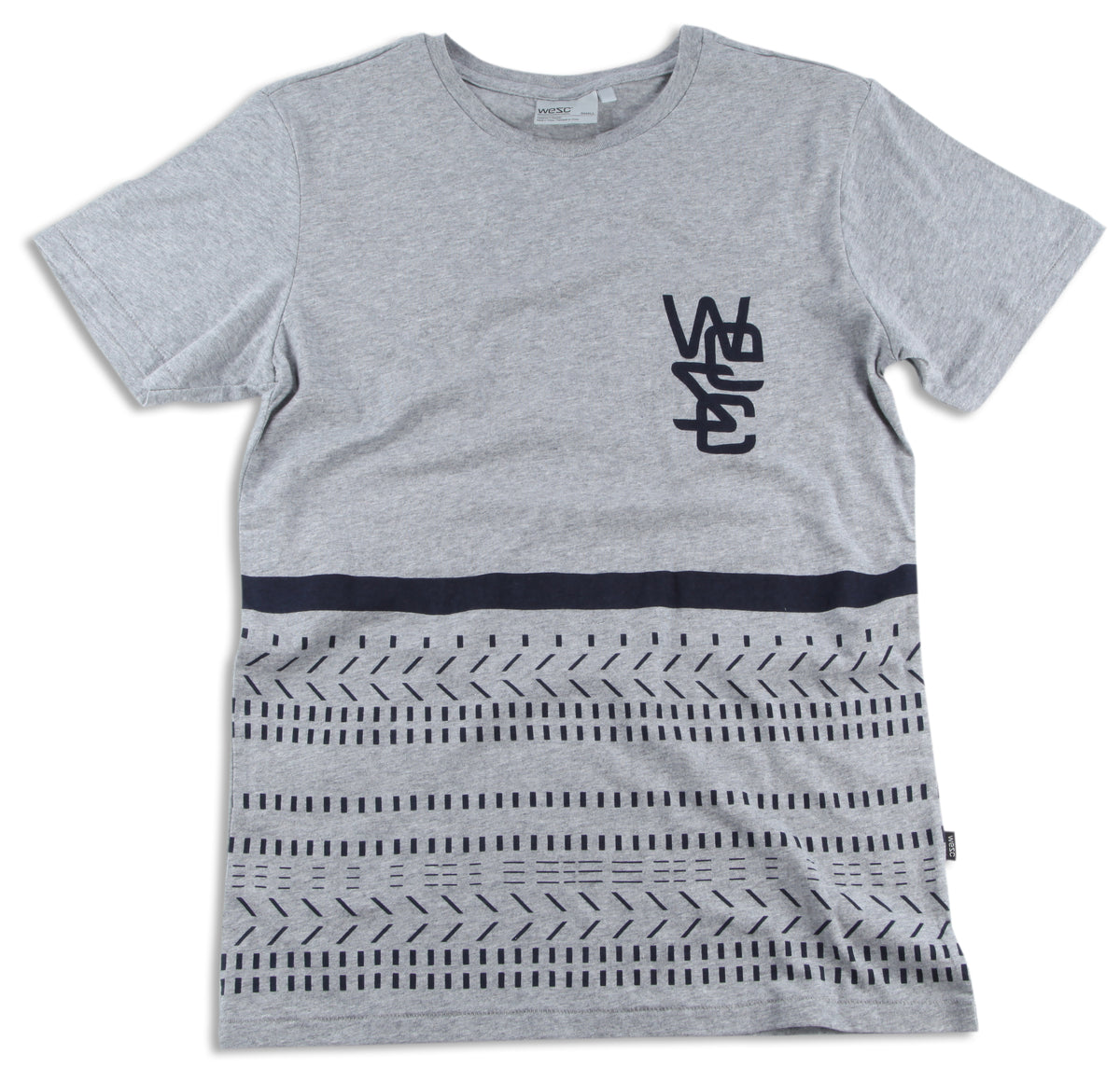 Wesc Barcode Stripe T Shirt Grey Melange Front View