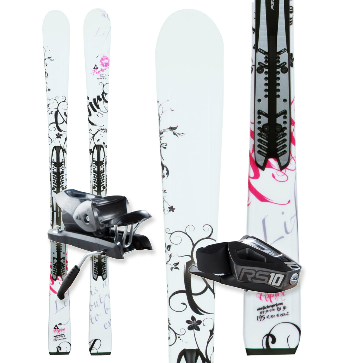Fischer Aspire FP9 (White) Skis + RS 10 Bindings - Women's 2013 Front View