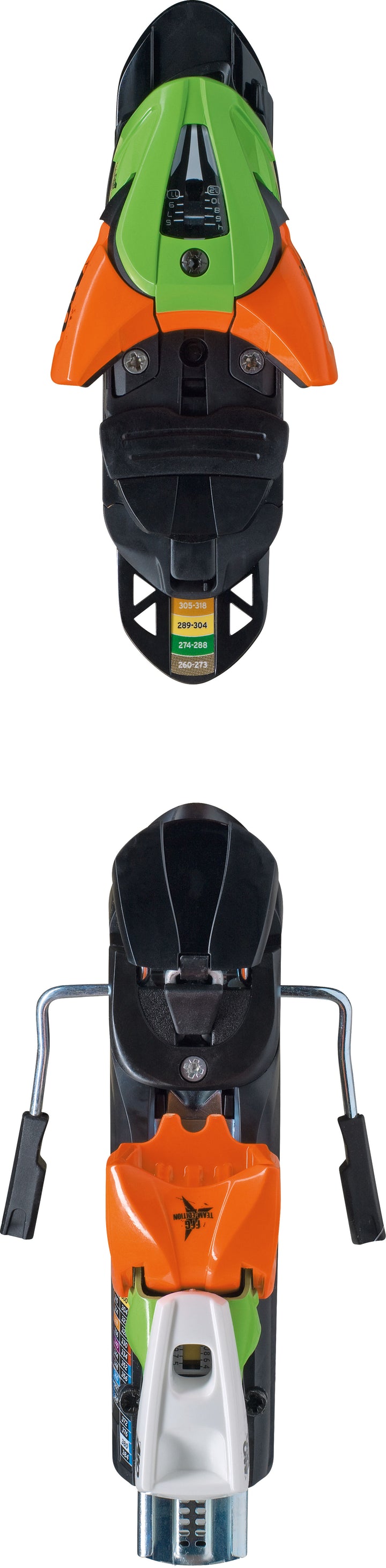 Atomic FFG 12 Demo Ski Bindings (115mm Brakes) 2012 Green/Orange Top View