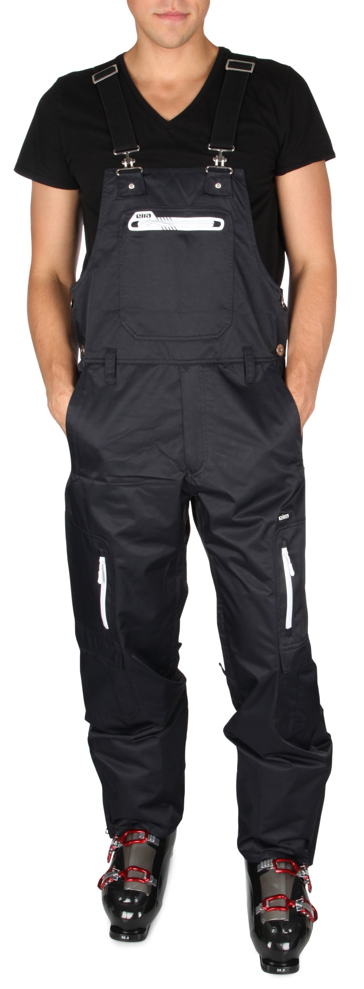 EIRA Drive-Thru Bib Pants Black Front View