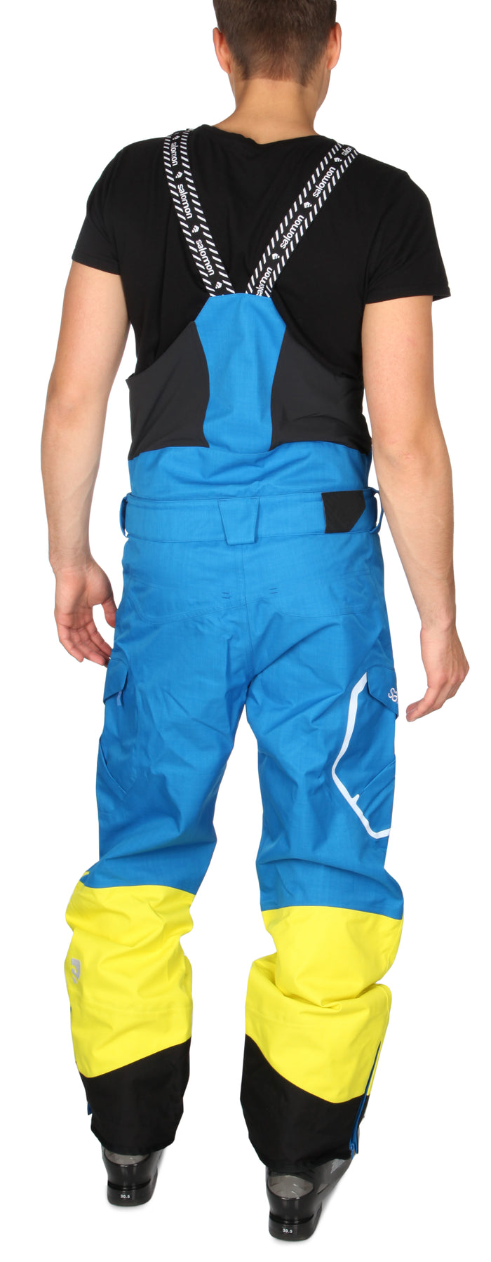Salomon Sideways Bib Pants Vibrant Blue-X/Corona Yellow Back View