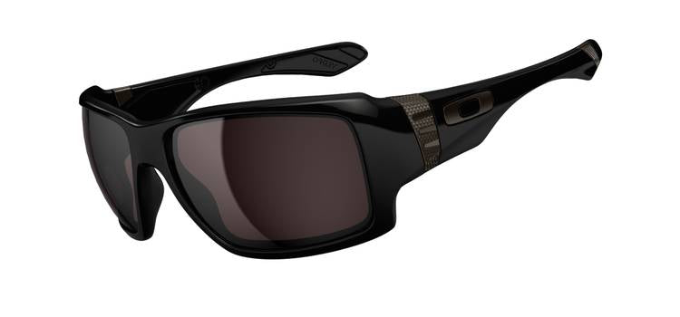 Oakley Big Taco Sunglasses Polished Black/Warm Grey Front View