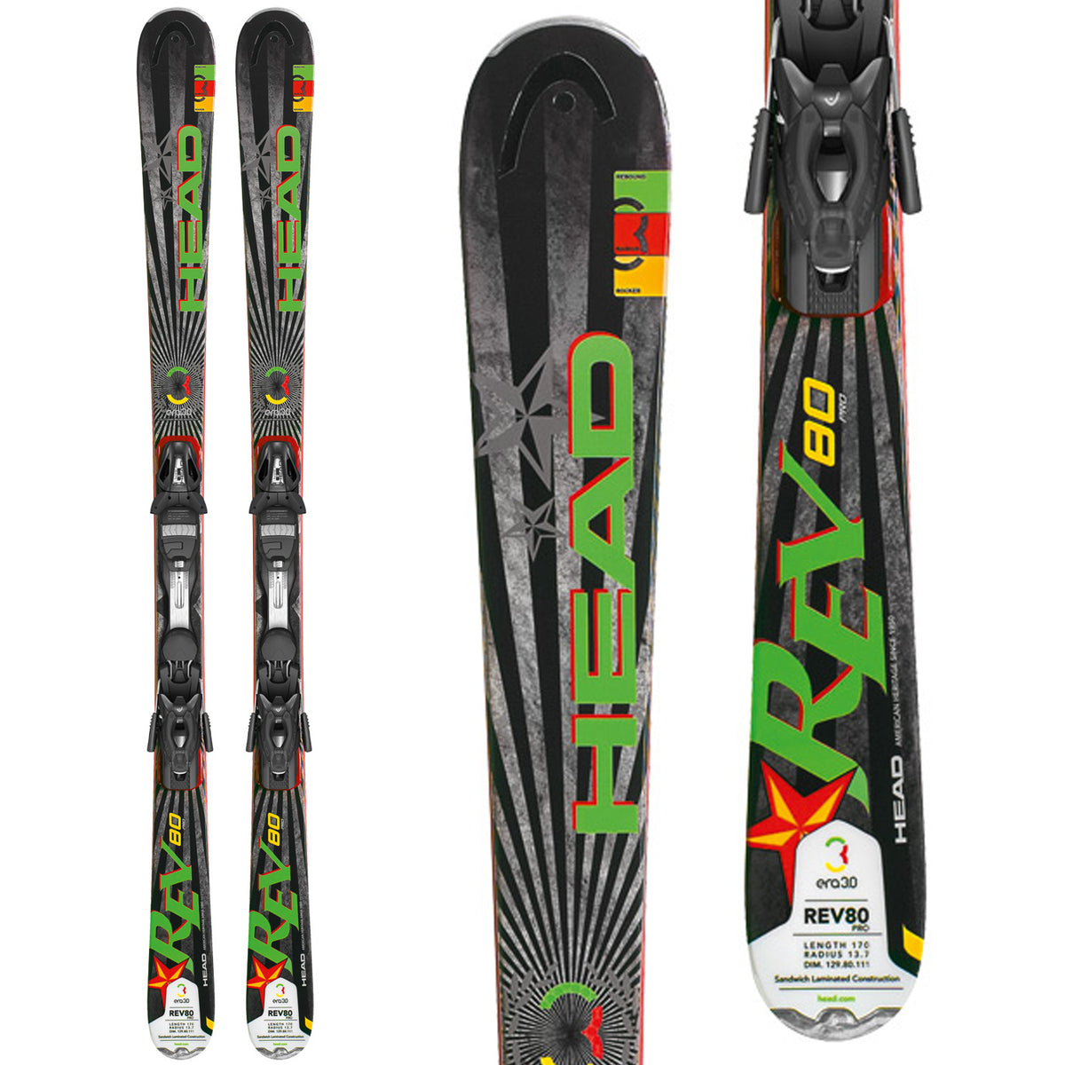 Head REV 80 Pro Skis + PR 11 Bindings 2013