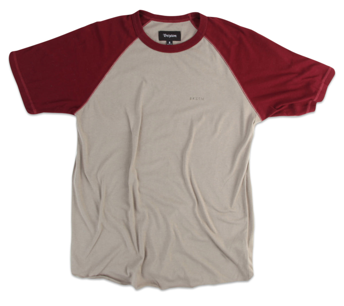 Brixton Richmond T-Shirt Taupe/Burgundy Front View
