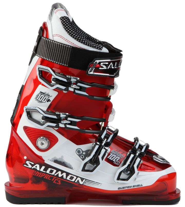 Salomon Impact 100 CS Ski Boots 2013 Red Translucent/White Side View