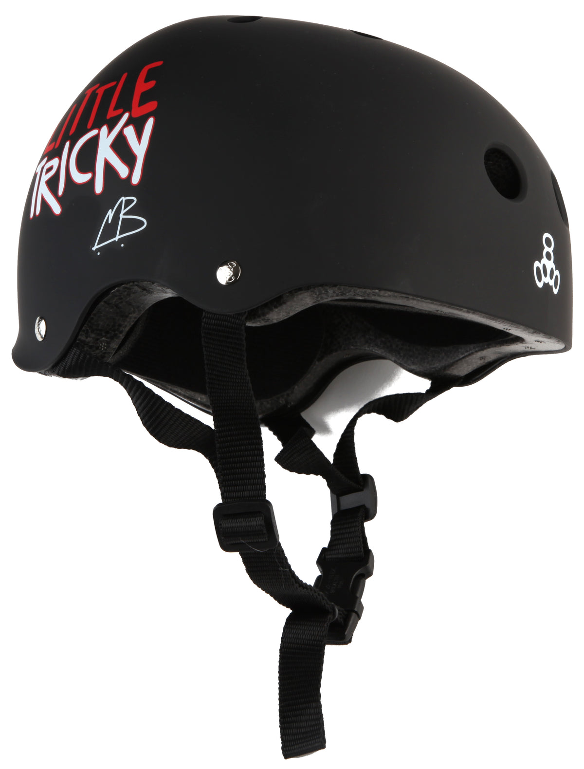 Triple 8 Little Tricky Jr. Skateboard Helmet - Kids' Black Rubber Front View