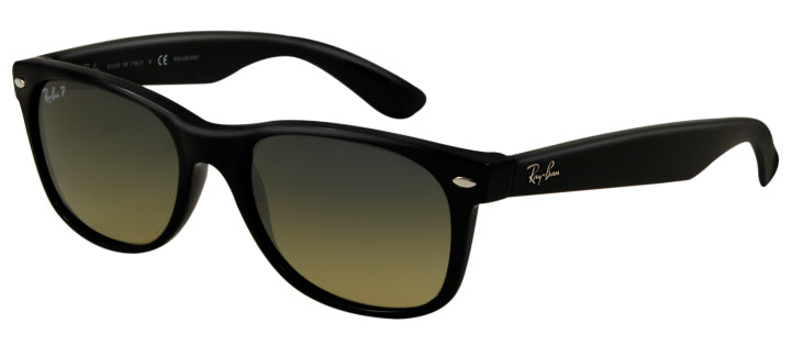 Ray Ban New Wayfarer 55 Sunglasses Black/Crystal Polarized Green