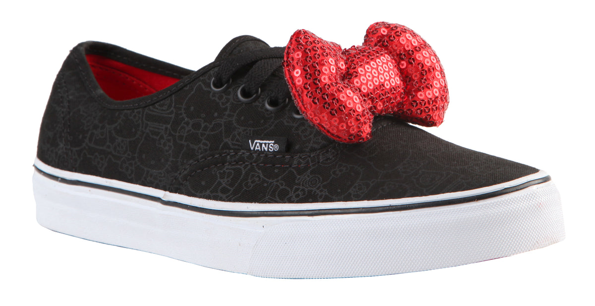 Vans Authentic Hello Kitty Bow Shoes - Women's (Hello Kitty) Black/Sequin Bow Front View