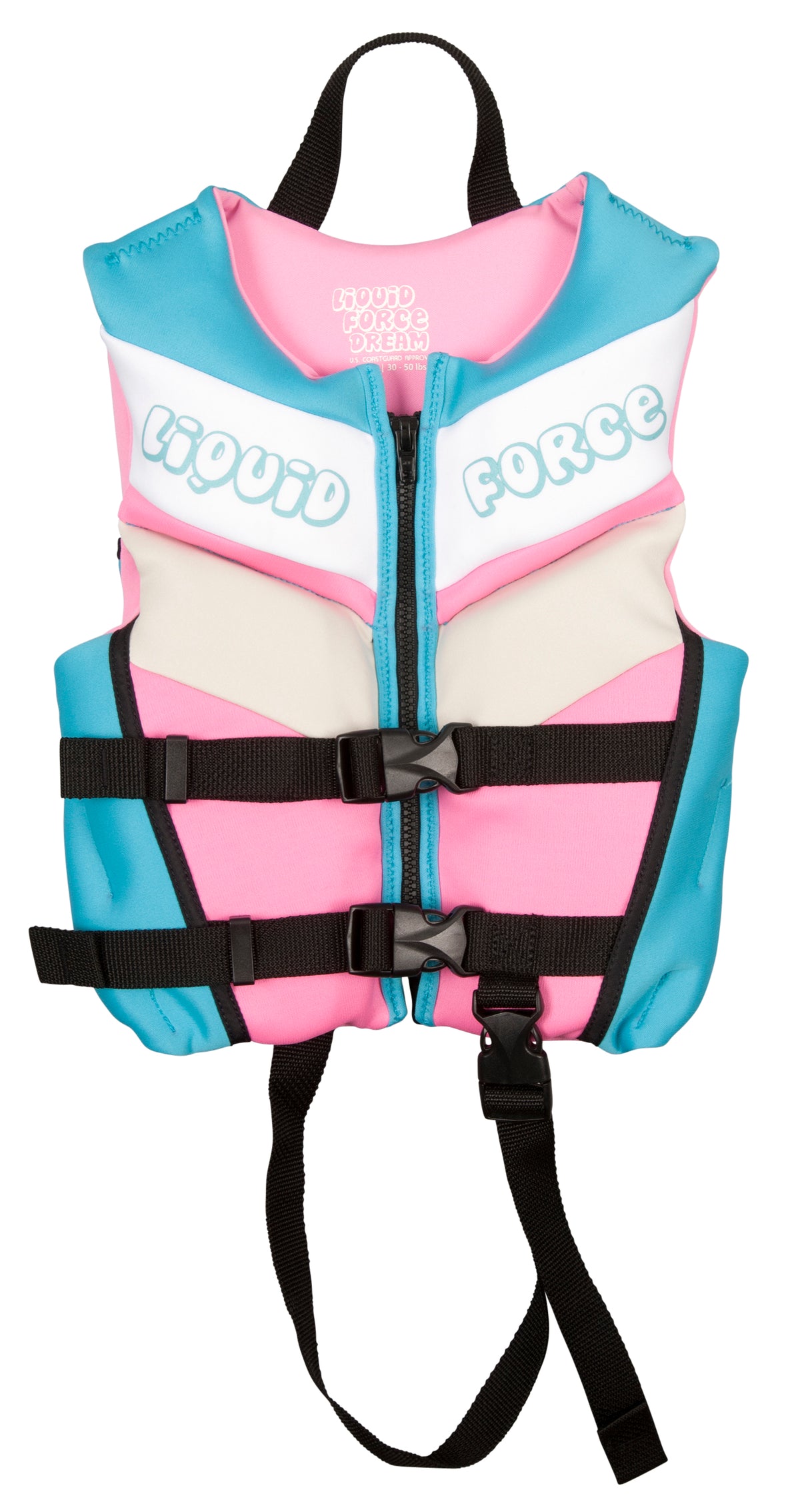 Liquid Force Dream Child CGA Wakeboard Vest - Little Girls' 2015 Teal/Pink Front View