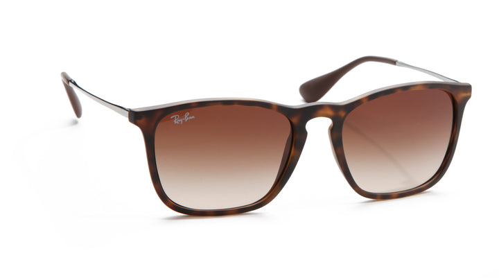 Ray Ban RB 4187 Chris Sunglasses Matte Havana Rubber/Gradient Brown Front View