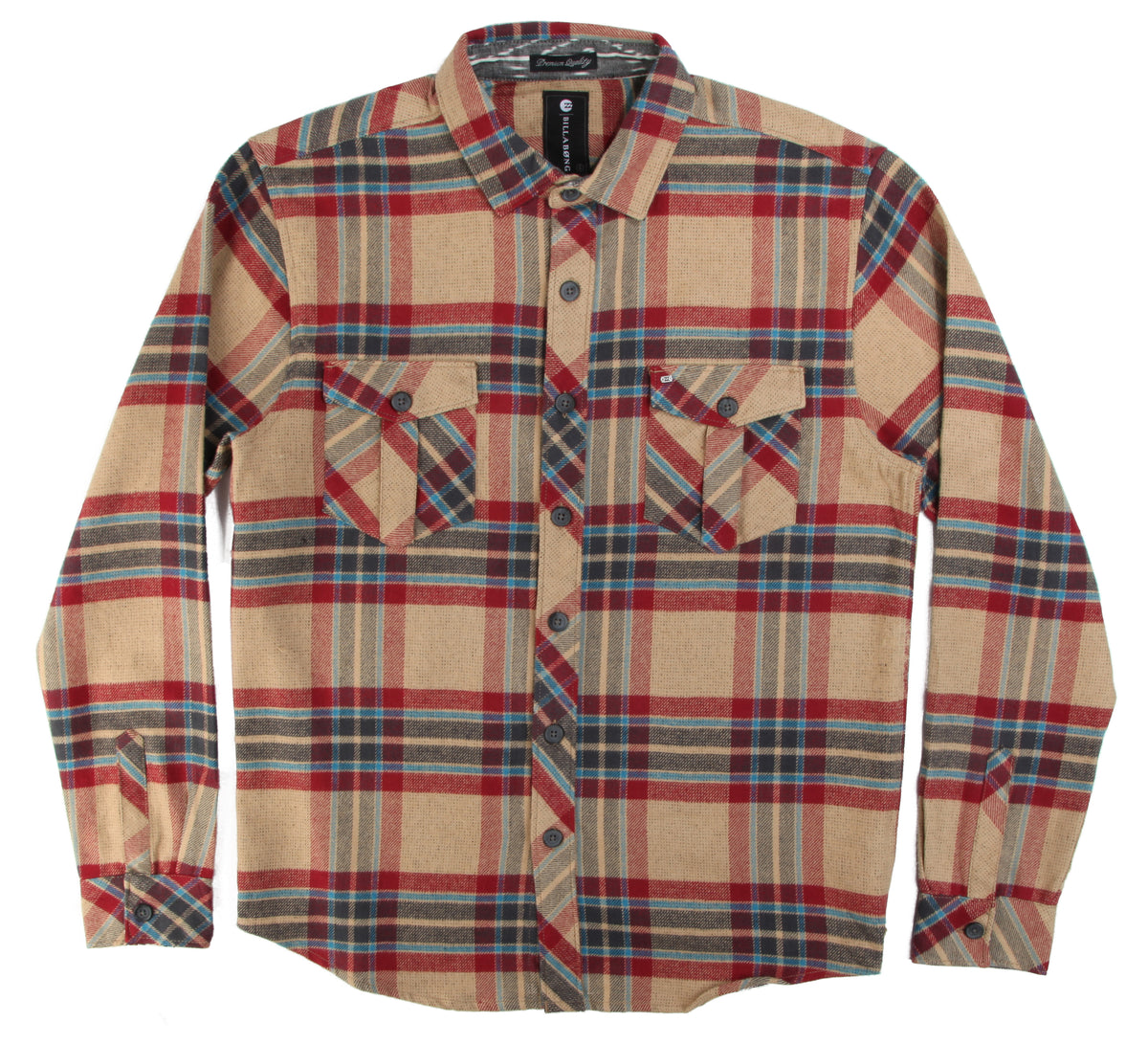 Billabong Woodland Flannel Button-Down Shirt Camel Front View