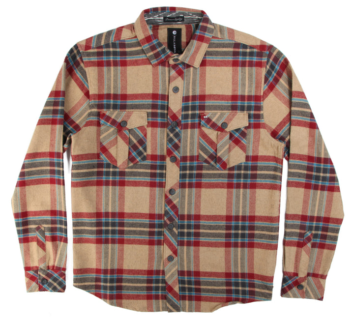 Billabong Woodland Flannel Button-Down Shirt Camel Front View
