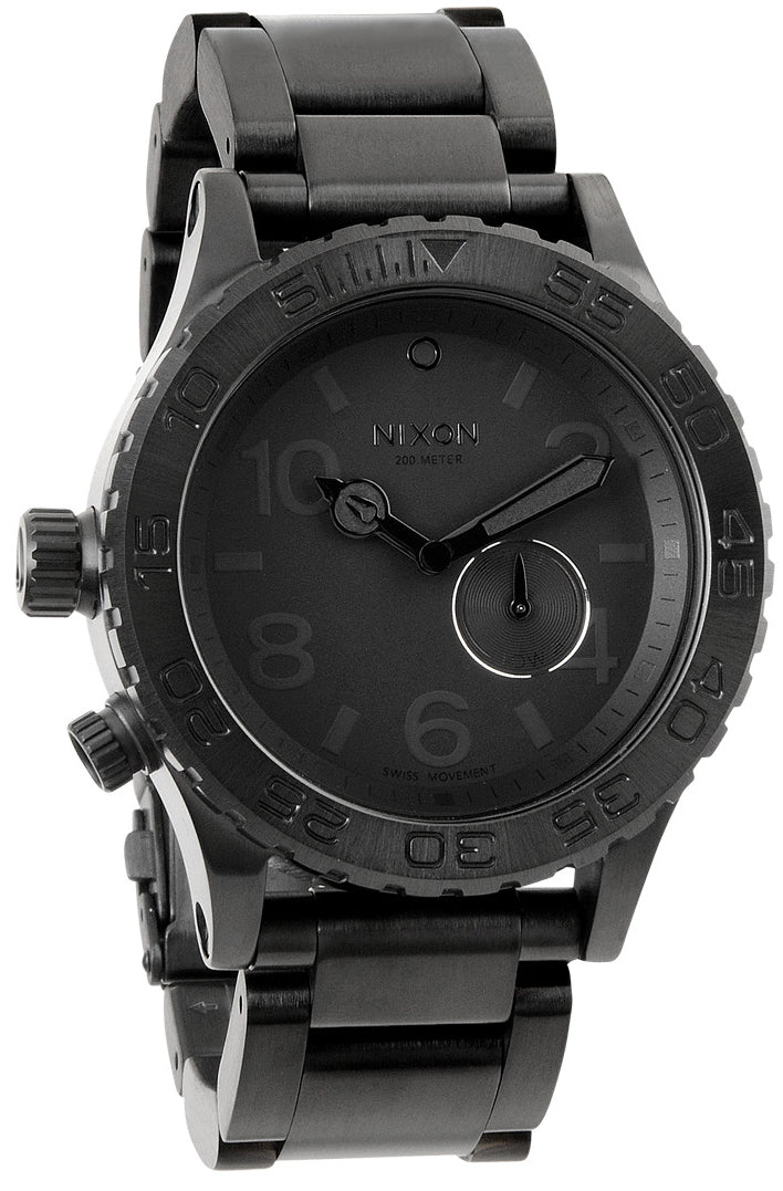 Nixon The 42-20 Tide Watch All Black/Black Crystal Front View