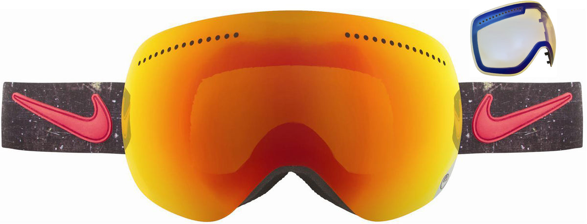 Dragon Nike APX Goggles Nike Grunge/Red Ionized+Yellow Blue Ionized Front View
