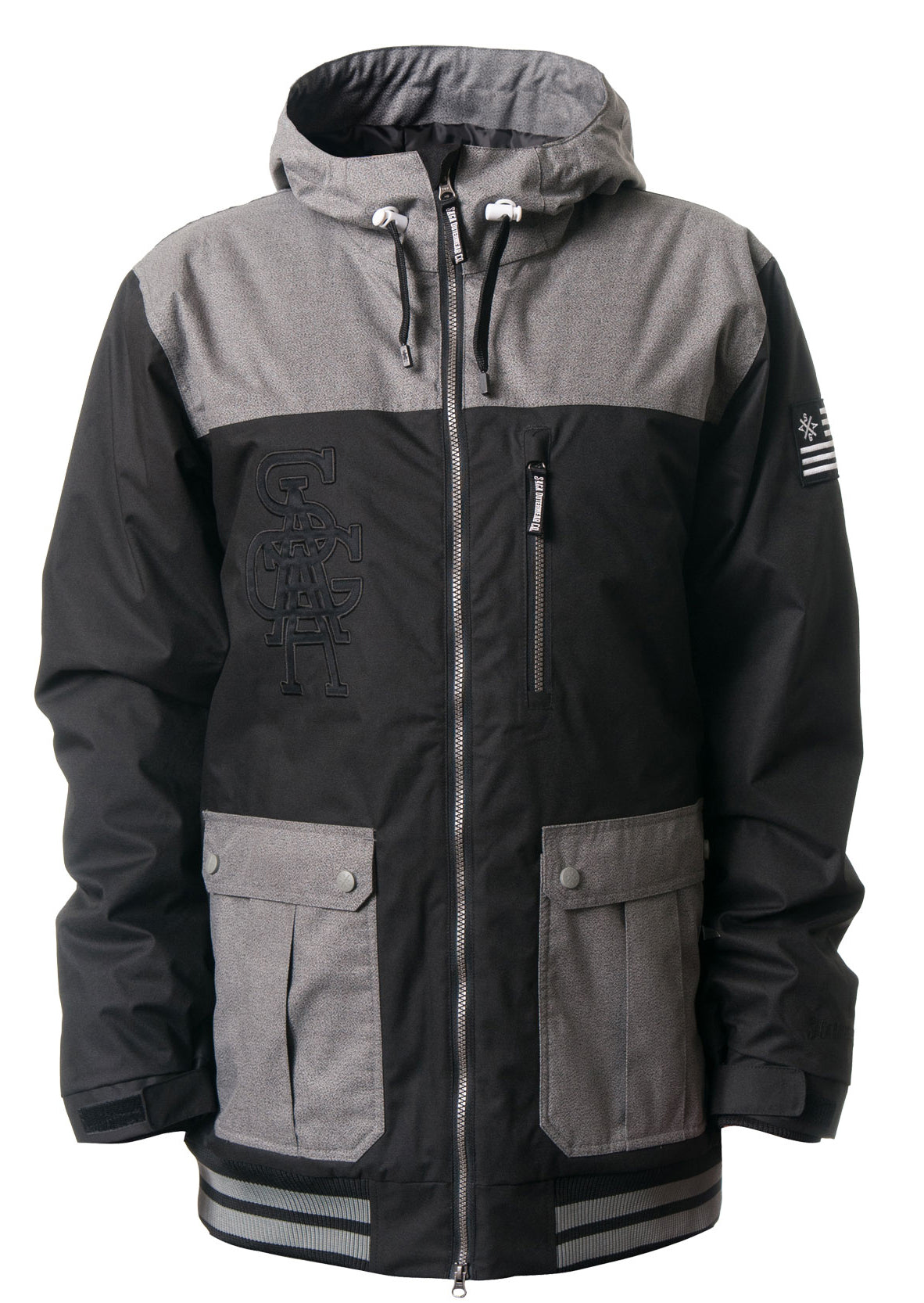 Saga On Deck Jacket Black/Grey Front View
