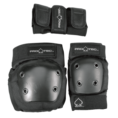 Pro-Tec Street Gear Skateboard Pads 3-Pack - Kids' Black Front View