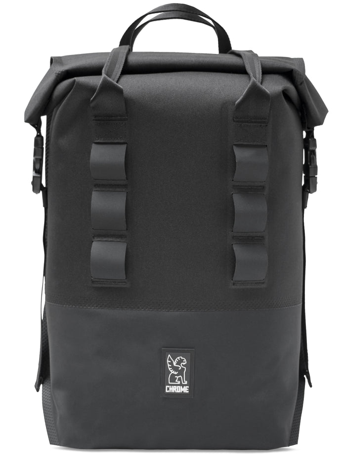 Chrome Saddlebag Rolltop 20L Pannier Black Front View