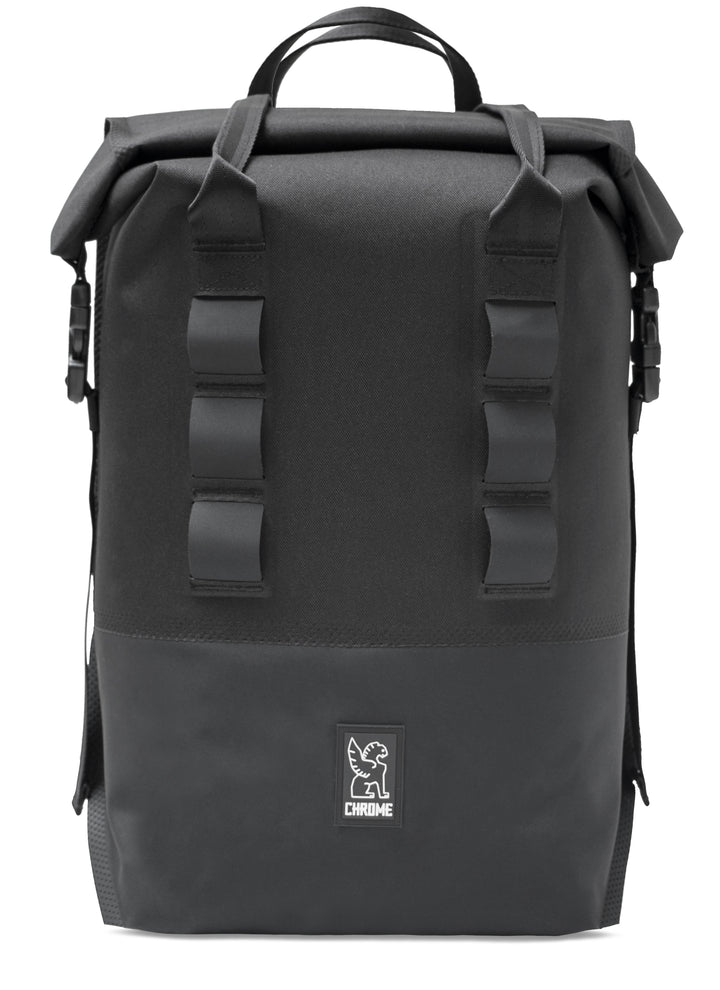 Chrome Saddlebag Rolltop 20L Pannier Black Front View
