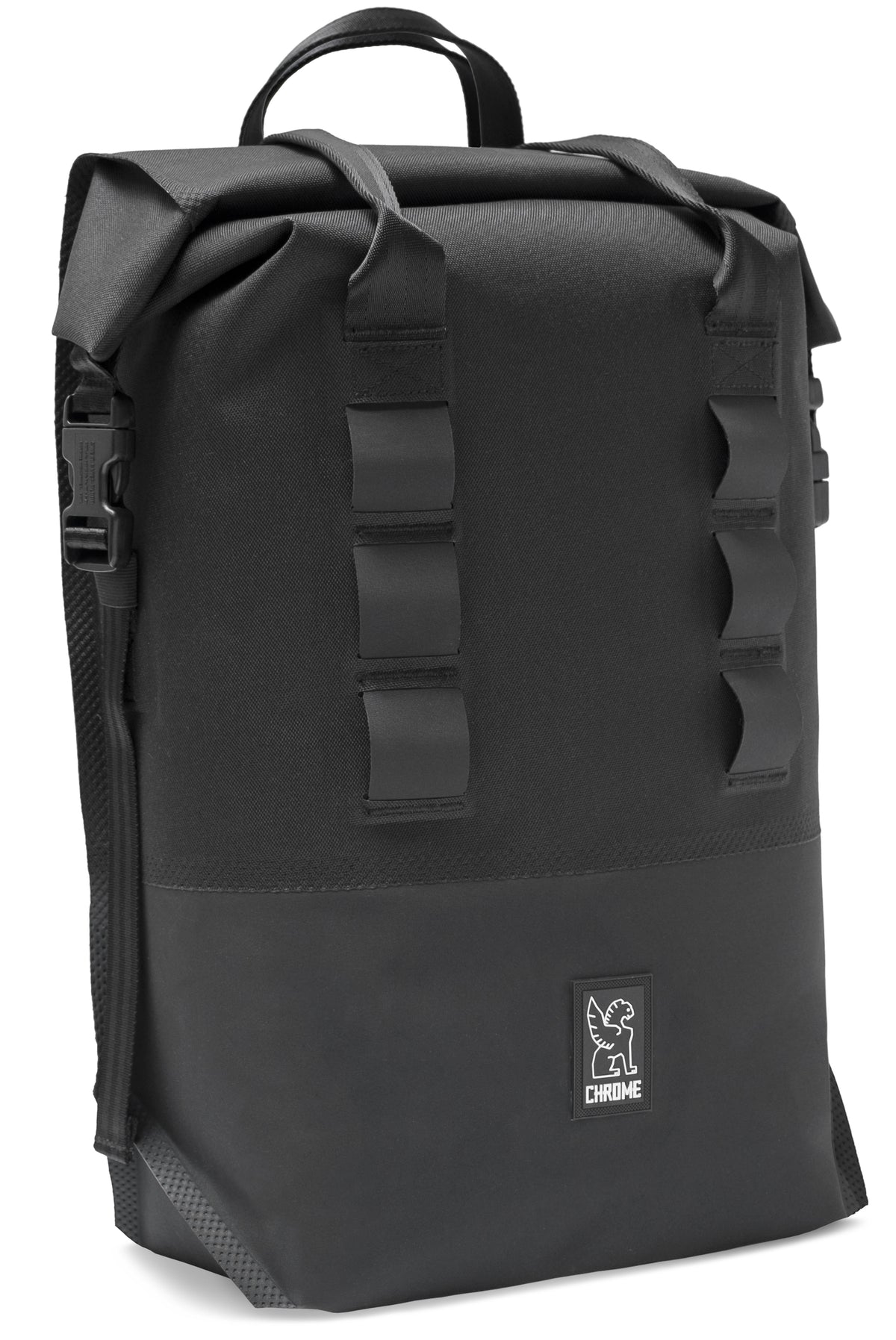Chrome Saddlebag Rolltop 20L Pannier Black Front View