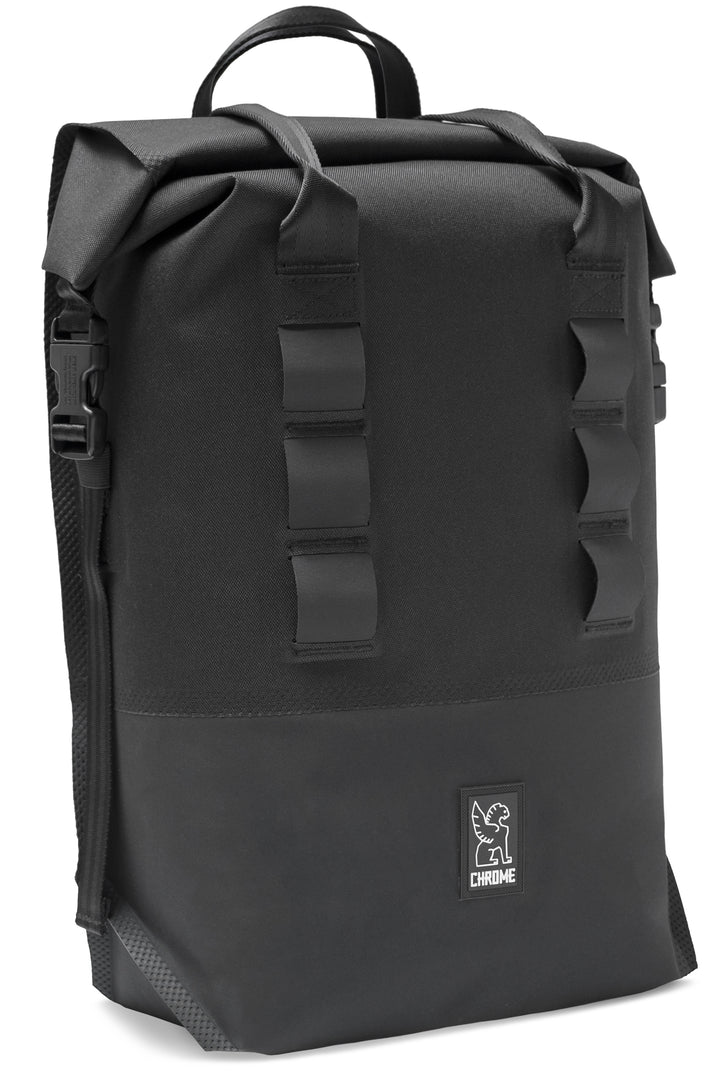 Chrome Saddlebag Rolltop 20L Pannier Black Front View