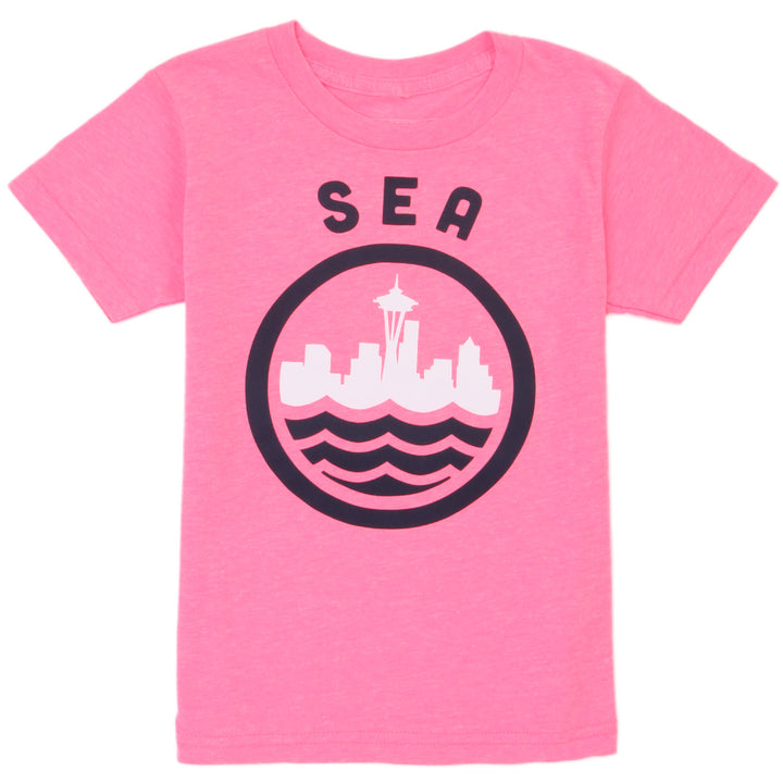 Casual Industrees SEA (Ages 2-6) T-Shirt - Little Kids' Neon Heather Pink Front View