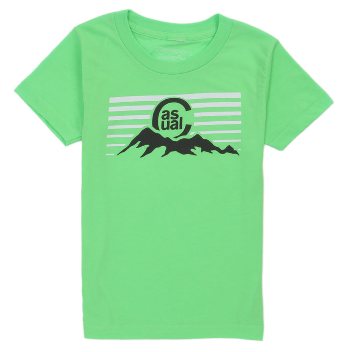 Casual Industrees C Mountain (Ages 2-6) T-Shirt - Little Kids' Neon Heather Green Front View